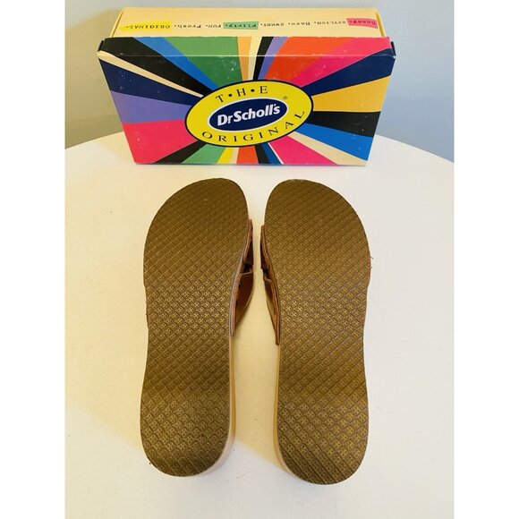 Dr Scholls Women Size 10 M Wood Exercise Clog Sandal Tan Leather Slide Shoe New - Picture 12 of 15